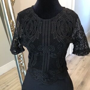 Zara black top lace midi dress